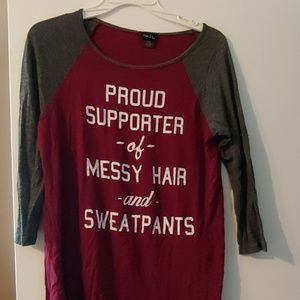 Rue 21 Messy Hair and Sweatpants tshirt